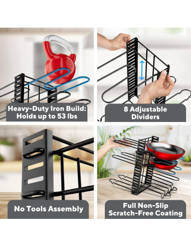 Organizador de Ollas y Sartenes KOMFORA Ajustable 8 Niveles