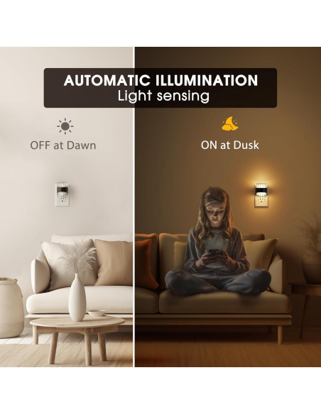 Luz Nocturna LED Briignite 2 Piezas con Sensor y Brillo Ajustable