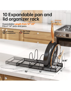 Organizador de Ollas y Sartenes MUDEELA Expandible 10 Divisores 2