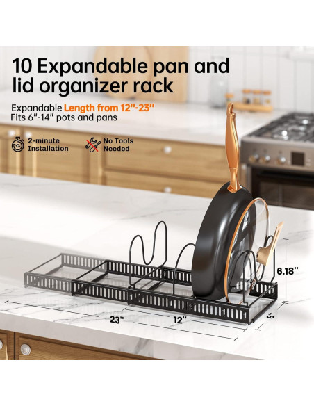 Organizador de Ollas y Sartenes MUDEELA Expandible 10 Divisores
