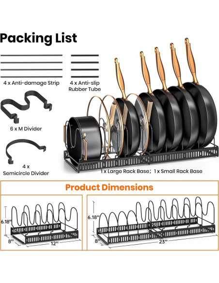 Organizador de Ollas y Sartenes MUDEELA Expandible 10 Divisores
