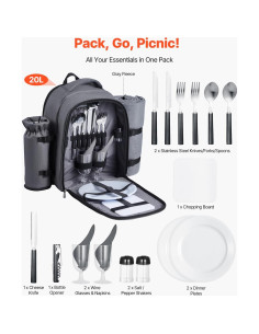 Mochila de Picnic VEVOR para 2 Personas con Compartimento Térmico 2