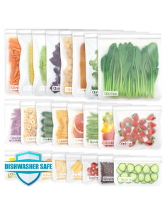 Bolsas Reutilizables Qinline 24 Pzas 1 Galón para Alimentos