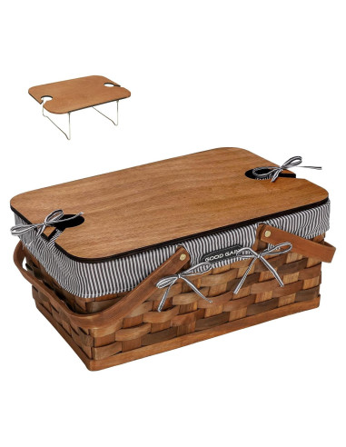 Cesta de Picnic G GOOD GAIN con Mesa de Vino Plegable 17.4L