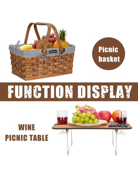 Cesta de Picnic G GOOD GAIN con Mesa de Vino Plegable 17.4L