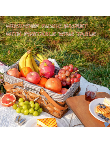 Cesta de Picnic G GOOD GAIN con Mesa de Vino Plegable 17.4L
