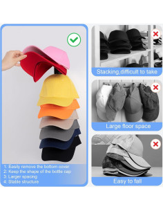 Organizador de Sombreros Dntorx, Soporte Pared 2 Piezas, 18 Sombreros 2