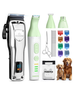 Kit de Aseo Profesional FuzzyFix para Perros y Gatos - Cortadora Recargable, Bajo Ruido, Cuchillas de Cerámica