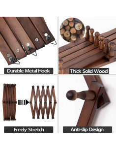 Perchero de Sombreros SCUNDA para Pared 16 Ganchos Madera 2