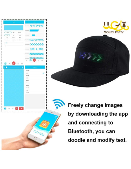 Gorra LED Bluetooth con Display Mensaje Divertido Negro