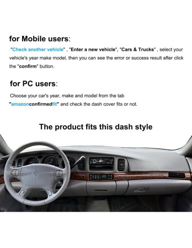 Funda de tablero AKMOTOR para Buick Lesabre Gris oscuro