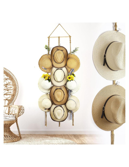 Organizador de Sombreros Boho Hydermus 38x135cm con 10 Clips