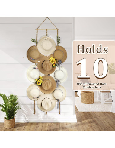 Organizador de Sombreros Boho Hydermus 38x135cm con 10 Clips
