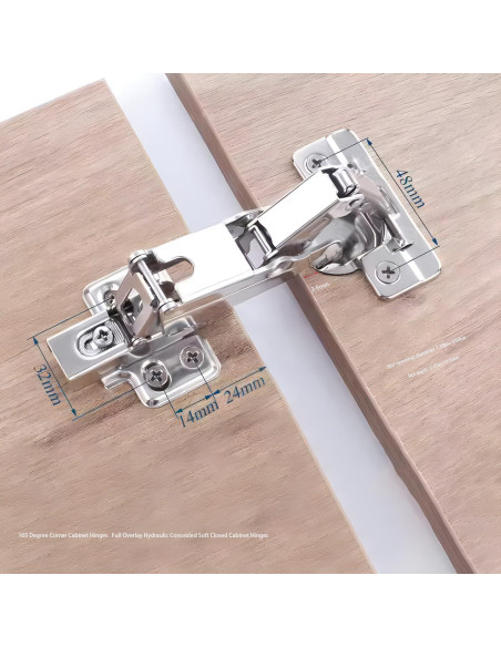 Bisagras de Gabinete YUEZIYE 165 Grados Cierre Suave Acero Inoxidable