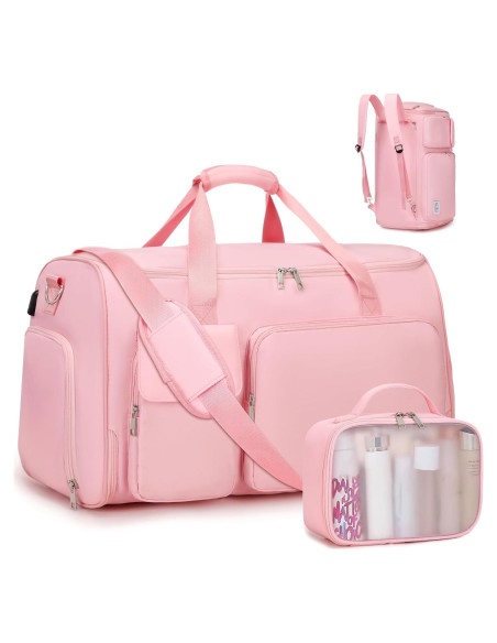 Bolsa de Ropa de Viaje 2 en 1 Rosa - Duffle Convertible con Compartimentos