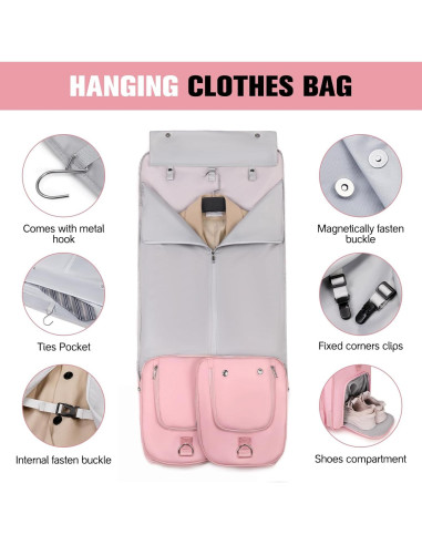 Bolsa de Ropa de Viaje 2 en 1 Rosa - Duffle Convertible con Compartimentos