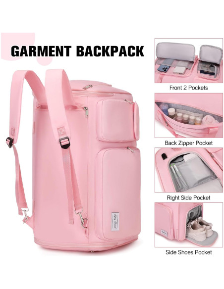 Bolsa de Ropa de Viaje 2 en 1 Rosa - Duffle Convertible con Compartimentos