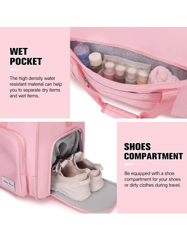 Bolsa de Ropa de Viaje 2 en 1 Rosa - Duffle Convertible con Compartimentos