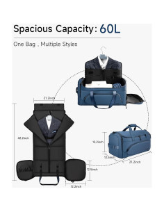 Bolsa de Viaje Impermeable LOEUO 3 en 1 para Ropa Azul 2