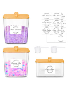 Juego de 3 Contenedores de Lavandería efluky con Soporte