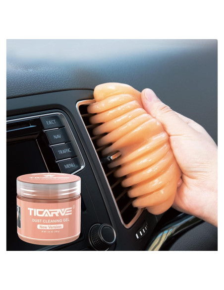 Gel de limpieza TICARVE para coche 190g - Detalle y teclado