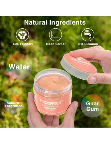 Gel de limpieza TICARVE para coche 190g - Detalle y teclado