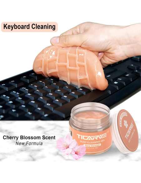Gel de limpieza TICARVE para coche 190g - Detalle y teclado