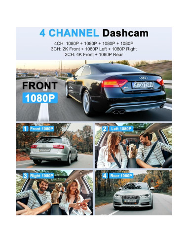 Cámara Dash 4 Canales 360 ZYEIPO Z700 4K Full HD GPS Wi-Fi