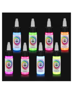 Juego de Tinta para Tatuajes Fluorescente Ybeauty 8 Colores 15ml