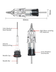 Cartuchos de Agujas de Tatuaje Autdor 120Pcs Liner Shader Magnum 2