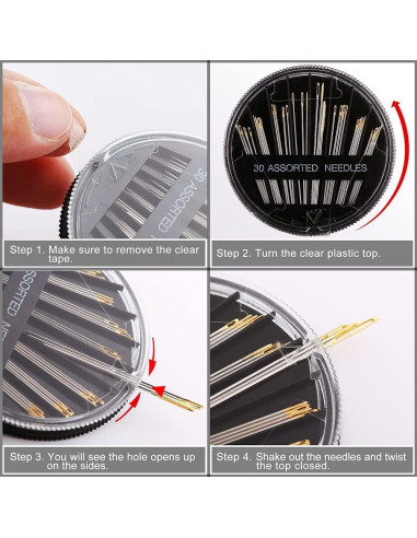 30 Agujas de Coser JollMono Premium con Enhebradores