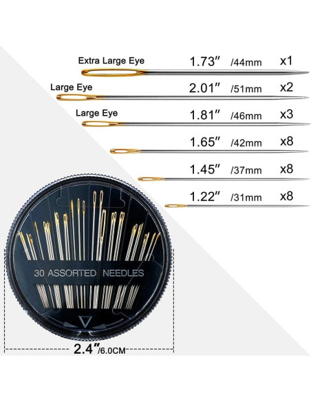 30 Agujas de Coser JollMono Premium con Enhebradores