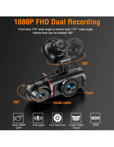 Cámara de tablero dual Vlokda X50 1080P delantera e interior
