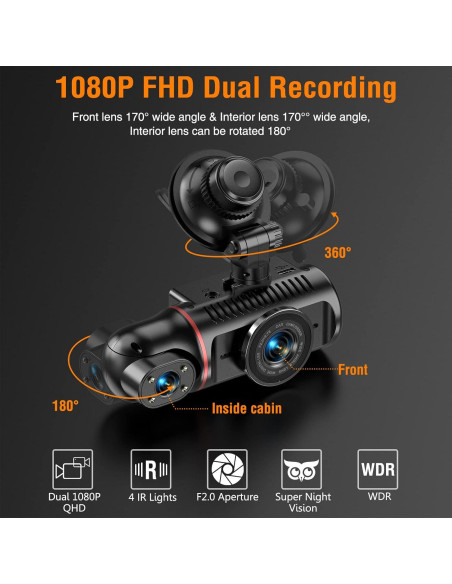 Cámara de tablero dual Vlokda X50 1080P delantera e interior