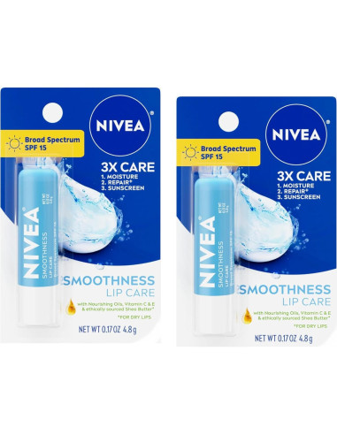 Bálsamo Labial NIVEA Suavidad SPF 15 - Hidratación 4.8g (2 Pzs)