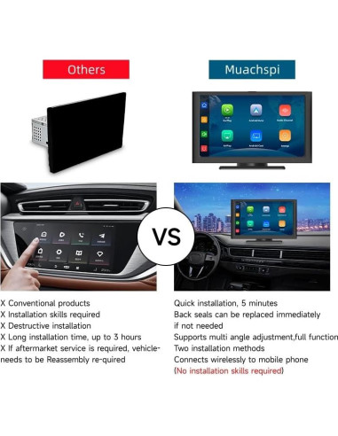Pantalla Táctil HD 7" Muachspi con Carplay y Android Auto