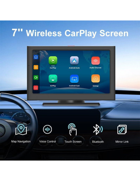 Pantalla Táctil HD 7" Muachspi con Carplay y Android Auto