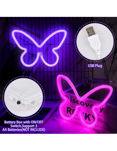 Luz de Neón Mariposa BRIGHTDECK - Decoración LED USB/Pilas