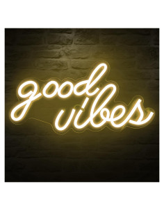 Letrero Neón LED Buenas Vibras DECANIT 21.1x40.9cm USB