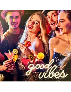 Letrero Neón LED Buenas Vibras DECANIT 21.1x40.9cm USB 2