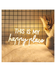 Señal de Neón LED Adnkwolivt 'Este es mi lugar feliz' 40.6x22.9cm