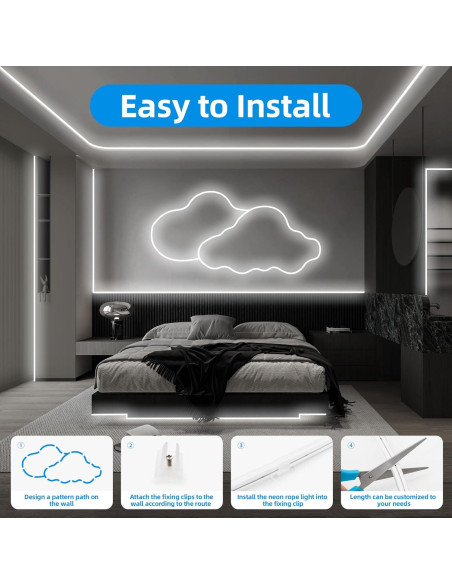 Luz de Cuerda LED Neón ELOUYCKE 10m Blanco Frío Regulable