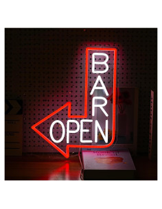 Señal LED Neón Bar Abierto LIUOZHTEA 39.1x29.9cm Rojo Blanco