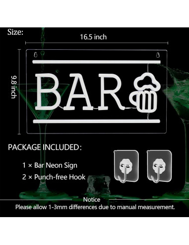 Letrero de Neón LED Cerveza BK-Neon Life 42x25cm USB