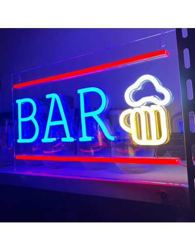 Letrero de Neón LED Cerveza BK-Neon Life 42x25cm USB