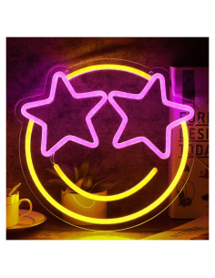 Luz de Neón Cara Sonriente Wootfairy 31x29cm Regulable