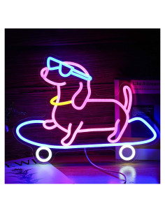 Cartel de Neón LED Perro Patinador 40.4x32 cm LISIGNVE