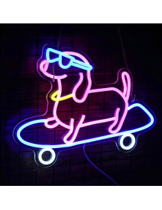 Cartel de Neón LED Perro Patinador 40.4x32 cm LISIGNVE 2