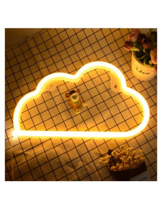 Luz Neon LED Nube Blanca Cálida Hopolon para Decoración