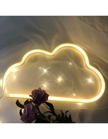 Luz Neon LED Nube Blanca Cálida Hopolon para Decoración